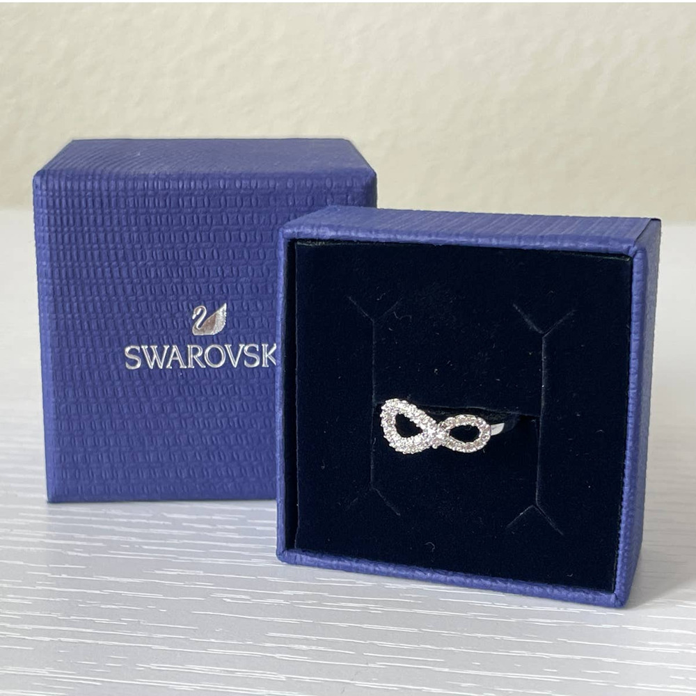 Swarovski Infinity ring Infinity, White, Rhodium plated size 50 size 5 New